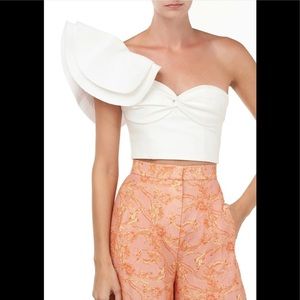 NWT Amur Miray One-Shoulder Cropped Ruffled Top